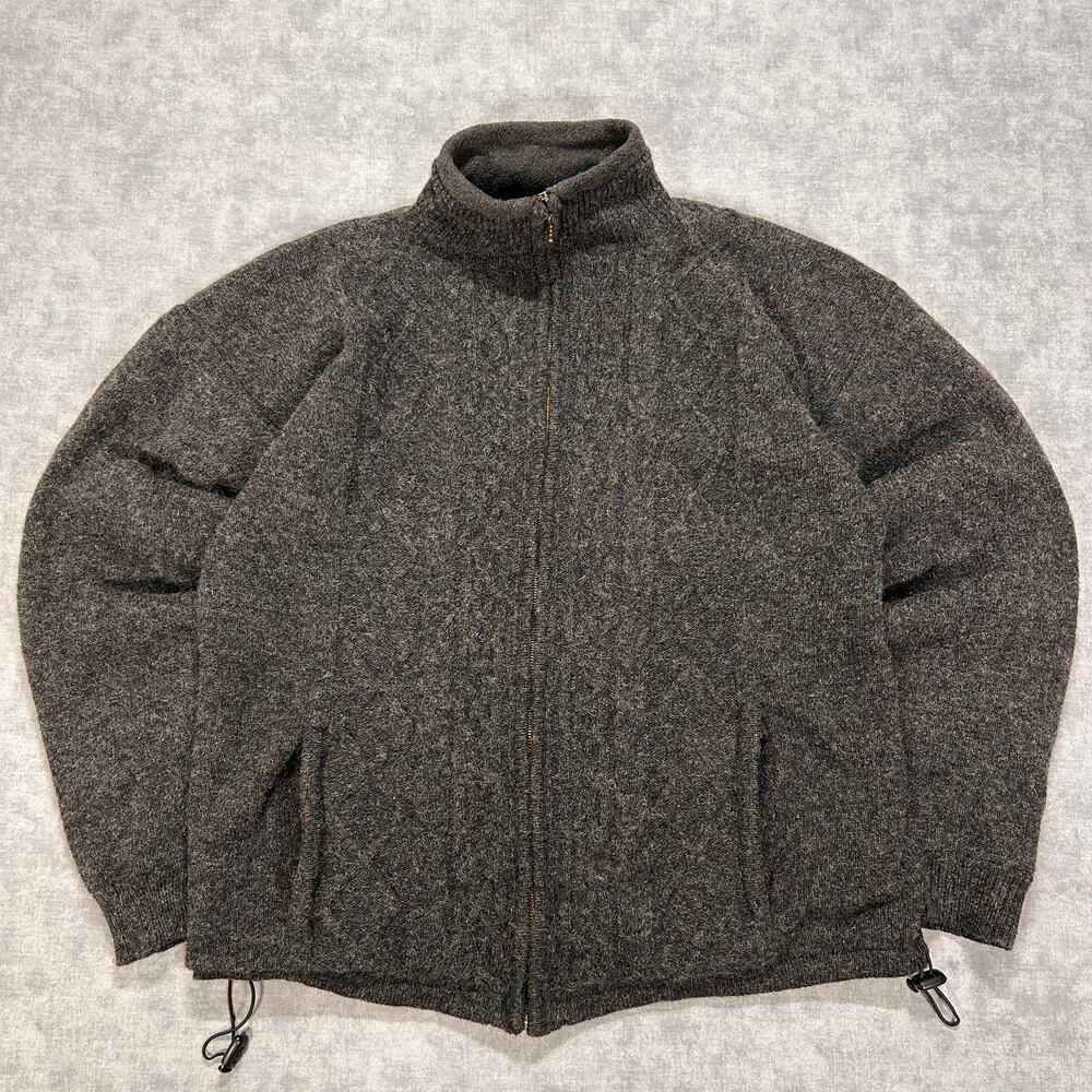 Carraig Donn Ireland Mens L 100% Wool Full Zip Fleece Lined Sweater Jacket